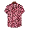 Мужские повседневные рубашки на гавайской рубашке алоха для мужчин лето 3D Flamingo Print Короткие рукава классные пляжные праздничные вечеринка