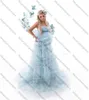 Abiti casual Unico volant azzurro a strati Tulle maternità Abiti da gravidanza senza maniche senza spalline graziosi per sparare Plus Size