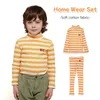 Kledingsets Kinderondershirt 23 Herfst/winter BC Meisjes geelwit gestreepte legging met lange mouwen en coltrui Meisjesbroekenset Op voorraad 230828