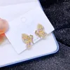 Ohrstecker Hohe Qualität Hirse Perlen Zirkon Kristall Schmetterling Für Frauen Gold Farbe Kupfer Schmuck