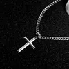 Comeido 925 Sterling Silver Cross Necklace for Men Women with Stains Stains Diamond Cut Date Cupan Link Chain مصقولة مصقولة حافة القلاح