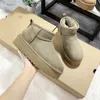 مصمم الثلوج أحذية أستراليا المصغرة منصة التمهيد النسائية Tazz Slippers Tasman Slip-On Slides Winter Warm Wool Suede Fur Sheep Skin Bootes Ot Boots