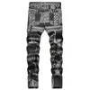 Heren Jeans Heren Paisley Bandana Gedrukt Mode 3D Digitaal Geschilderd Stretch Denim Broek Slanke Rechte Zwarte Broek 230828