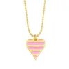 Pendentif Colliers Andralyn Goutte Huile Émail Femelle Stripe Amour Coeur Collier Ornement En Gros