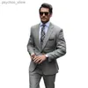 Come Homme Light Gray Gentleman Men Suits Slim Fit Groom Tuxedos 2 Pieces Jacket+Pants Wedding Prom Suits Terno Blazer Sets Q230828