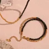 قلادة قلادة من الفولاذ المقاوم للصدأ قلادة سوداء مطرز للنساء الأساور البوهيمية للمجوهرات مجموعات المجوهرات