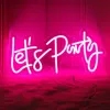 Lets Party Neon Sign LED Lamps Garden Birthday Celebrate Bar Shop Club Pub Prom Party Aesthetic Art Wall Decor Gift USB Lamps HKD230825