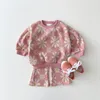 Conjuntos de ropa Otoño 2023, conjunto para niña pequeña, suéter de punto para niñas, Tops, pantalones acampanados, traje de punto de 2 piezas, trajes para niños, ropa 230828