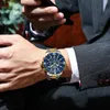 Zegarek luksusowy niebieski zegarek dla mężczyzn najlepsza marka biden 3atm Waterproof Classic Golden Chronograph Business Prezenty na rękę