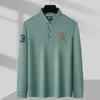 Polos pour hommes Polo en coton Polo d'affaires Hommes à manches longues Marque haut de gamme Printemps et automne Broderie exquise T-shirt décontracté coréen