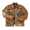 Men's Jackets American Vintage Jacket Men's Leather Navajo Style Color Matching Lapel Single-breasted Coat 230828