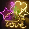 Creative LED Neon Light Sign LOVE HEART Décoration de fête de mariage Neon Light Anniversaire Accueil Fenêtre Décor Lampe de nuit Cadeau HKD230825