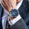 Montres-bracelets Montre bleue de luxe pour hommes Top marque BIDEN 3ATM étanche classique chronographe doré montre-bracelet d'affaires cadeaux