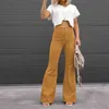 Women's Pants Capris Corduroy Flare Pants Women's Solid High Waist Casual Wear Ultra Thin Fit Simple Button Flight Women's Wear T230825