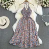 Casual Dresses Fashion Backless Beach Dress Women Summer Sleeveless Off The Shoulder Print Floral Long Sexy Club Evening Party
