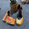 Platform Super Ankle Heels Women Dress High Strap Spring Summer Party Shoes New Sexy Pumps T Show Runway Sandalies Feninina