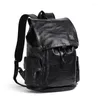 Backpack Luxury Leather Brand Crazy Horse Men Vintage Solid School Bag Black Casual Big Man Laptop Travel Bags