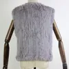 Womens Fur Faux knitted Rabbit fur vest gilet sleeveless garment waistcoat with pocket natural brown greyblack 230828