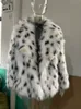 Womens Fur Faux RR1474 Casacos Curtos Eco Lynx Com Capuz Jaquetas de Inverno Mulher Comprimento 70cm Casaco Feminino Branco 230828