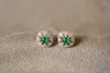 Stud Earrings Solid 18k Gold 0.32ct Nature Emerald Gemstones Studs For Women Fine Jewelry Birthday Presents