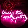 Wanxing You're Like Really Pretty Neon Sign LED Neon for Wall Bedroom Bar Decor Bachelorette Party Positive Pink Room Decor HKD230825