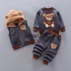 Conjuntos de roupas inverno bebê menino meninas roupas conjunto lounge manga longa urso gato roupas 1 2 3 4 anos colete calças com capuz criança crianças x0828