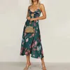 Robe de soirée imprimée pour femmes, col en v, col licou, sans manches, dos nu, robe de plage, élégante, pour remise de diplôme