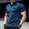 2023 Summer New High Street Fashion Solid Color Turn-down Collar Short Sleeve Button Polo Shirts Man Loose Casual All-match Tops HKD230825