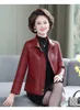 Women's Jackets Women Jacket Autumn Casual Leather Standing Collar Long Sleeve Wide-waisted Solid Color Coat Zipper T670