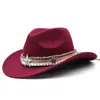 2024 Ny cowboy fedora hatt för kvinnor män fedoras filt hattar jazz topp mössa hösten vinter män kvinnor mössor julfest gåva 11Colors