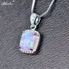 Pendant Necklaces Female Luxury White Pink Purple Pendants Fashion Blue Fire Opal For Women Vintage Wedding Necklace Jewelry