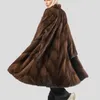 Womens Fur Faux Long Mink Coat 100% äkta varm och fashionabla för Winter European Street Style 230828