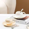 Tazas Taza de café creativa de lujo ligera y placa de cerámica esmaltada con perlas Pareja Taza de alta belleza Té de la tarde