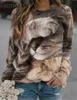 Sweats à capuche pour femmes sweats à sweats à sweat à sweat mince d'automne Femmes 3D Impression de mode de chat mignon 2022 New Harajuku Animal Sweatshirt à manches longues Pullover T230828
