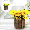 Decorative Flowers Sunflower Ornament Home Decor Green Office Decorations Fake Potted Plants Wooden Simulated Bonsai Rustic