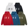 Designer masculino hoodies mulheres amr carta hoodie rua outono inverno com capuz pulôver em torno do pescoço manga longa roupas com capuz camisolas