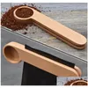 Coffee Scoops Wholesale Wooden Scoop With Clip Tablespoon Solid Beech Wood Measuring Tea Bean Spoons Clips Gift Drop Delivery Home Gar Dhjq7