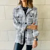 Women's Jackets Trendy Long Sleeve Lapel Plaid Loose Button With Pockets Top Women Jumper Black Coat Lady Soft Clothes Accessories