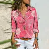 Pants Office Lady Turndown Collar Slim Single Breasted Blouses Print Button Shirts Spring Autumn Hot Selling Fashion Women Shirt 2022