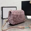 Klasyczna mini klapa Tweed Crossbody Torby Połączone liczba torba na ramię luksusowe łańcuch torebki monety