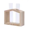 Vases 2/3 Hydroponic Plant Vase Flower Pot Test Tube Wooden Frame 10.8x4x9CM