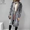 Misto lana da donna Autunno Velluto di seta Felpe con cappuccio Donna Casual Cappotti con cappuccio Lady Inverno Moda lunga Nero Grigio Giacche Capispalla Abiti femminili 230828