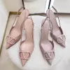 브랜드 디자이너 신발 여성 슬링 백 발 뒤꿈치 펌프 섹시한 뾰족한 발가락 스틸레토 이브닝 파티 신발 Zapatos de Mujer 35-44