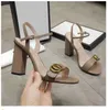 Designer Women Classic High Heels Sandals Leather Shoes Party Fashion Double Buckle Summer Sexy Slippers Party Wedding dress High Heels platform 35-42With Box