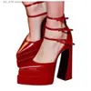 Women Summer Shoes Dress Pointed Toe Sandals Chunky Heel Platform Pumps High Heels Belt Buckle Handmade To Order Plus Si eb1b s