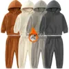 Kläder sätter varm försäljning vinter varm fleece småbarn baby pojkar kläder set träning hoodies dragkedja tröjor klädkläder barn passar 2 datorer x0828