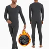 Men's Thermal Underwear 2pcs Warm Plus Velvet Thickened Slim V-Neck T-Shirt Winter Cold-Proof Bottoming Shirt Inner Top