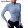 Novos 23ss Define Yoga Outfit Jaquetas Esportivas Mulheres Camisas Esportivas Slim Fit Longo Lus Marca de Moda Mangas Fitness Casaco Crop Tops Com Furos de Polegar Ginásio Mulheres Yoga Hoodie