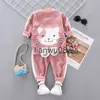 Set di abbigliamento Abbigliamento per neonata Set per bambino Autunno Inverno Infantile Bambini Giacca con cerniera e pantaloni da jogging Cartoni animati Abito natalizio x0828