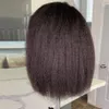 キンキーストレートショートボブ女性のためのヒューマンヘアウィッグ13x4 Hdtransparent Lace Frontal Peruvain Remy Hair Soft Yaki Bob Glueless Wig